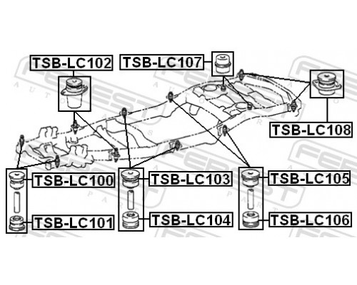 TSB-LC108 FEBEST Втулка крепления подрамника для Toyota Land Cruiser (100) 1998-2007