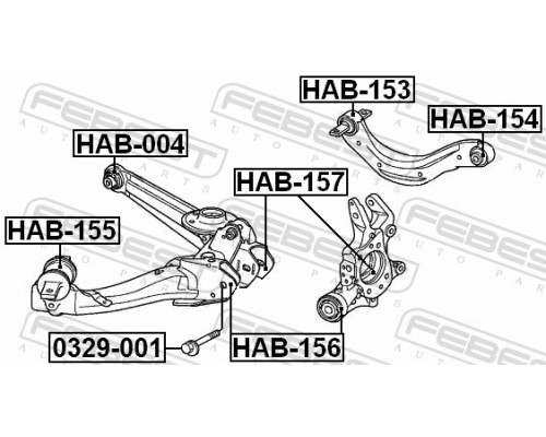 HAB-004 FEBEST Сайлентблок заднего рычага внутренний