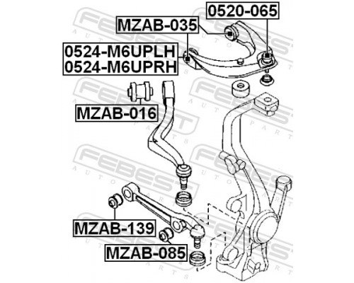 MZAB-139 FEBEST Сайлентблок переднего рычага внутренний для Mazda Mazda 6 (GG) 2002-2007