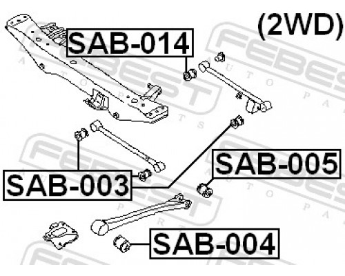 SAB-005 FEBEST Сайлентблок продольной тяги задний (п.з.к.)