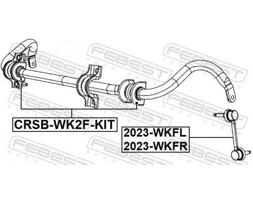 CRSB-WK2F-KIT FEBEST Втулка (сайлентблок) переднего стабилизатора для Jeep Grand Cherokee (WK2) 2010-2022