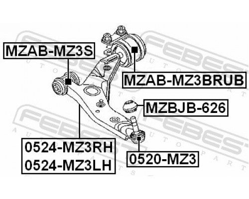 MZAB-MZ3BRUB FEBEST Сайлентблок переднего рычага задний