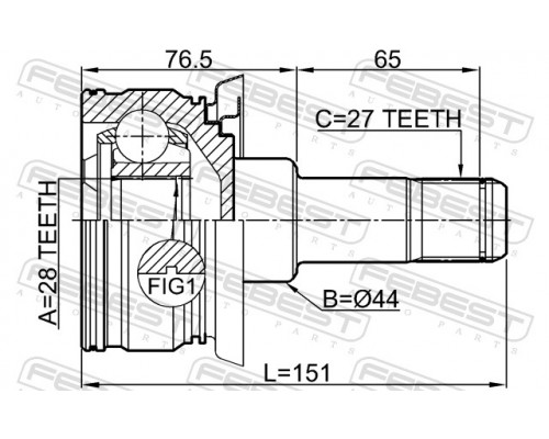 1911-E70RR FEBEST ШРУС внутренний задний