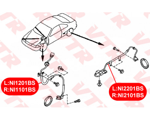 NI2201BS VTR Датчик ABS задний левый для Nissan Maxima (A32) 1994-2000
