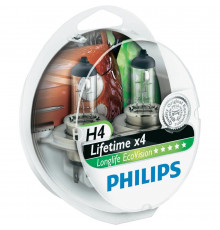 Лампы Philips LongLife EcoVision H4, 12V 60/55W P43t  (Комплект - 2 шт.)