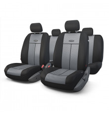 Автомобильные чехлы TT, полиэстер/сетка AIR MESH, 9 предметов, передний ряд, задний ряд, AIRBAG, черн./т. серый