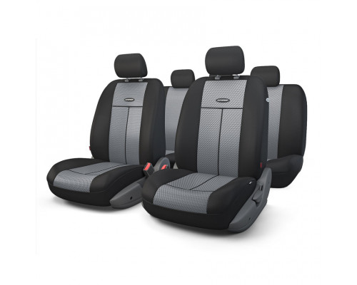 Автомобильные чехлы TT, полиэстер/сетка AIR MESH, 9 предметов, передний ряд, задний ряд, AIRBAG, черн./т. серый