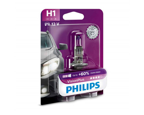 Лампа H1 12V 55W P14,5s +50% Vision Plus PHILIPS блистер (1шт.)