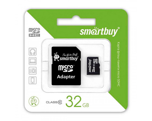 Карта памяти Smart Buy microSDHC 32GB Class 10 + адаптер
