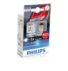 Лампа P21W LED 12898 R 12/24V (цвет - красный)