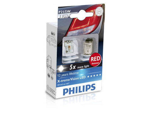 Лампа P21W LED 12898 R 12/24V (цвет - красный)
