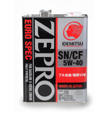 Масло моторное IDEMITSU ZEPRO EURO SPEC 5W40 SN/CF, ACEA A3/B4, MB 229.5, VW 502.00/505.00, BMW LL-01, PORSCHE A40  4L. (1849-004)
