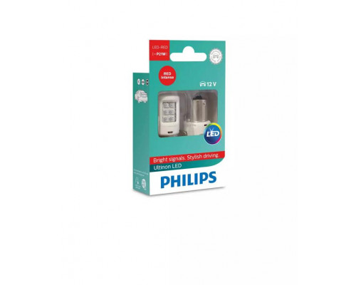 Лампы автомобильные светодиодные PHILIPS  P21 12V LED Ultinon RED 2 шт.