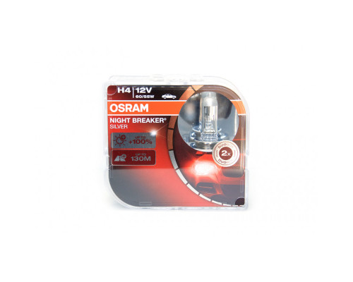 Лампы автомобильные OSRAM Н4  60/55W +100%  Night Breaker Silver 2шт.