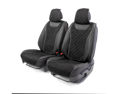 Каркасные 3D накидки на передние сиденья "Car Performance", 2 шт., экокожа/алькантара CUS-3044 BK/BK