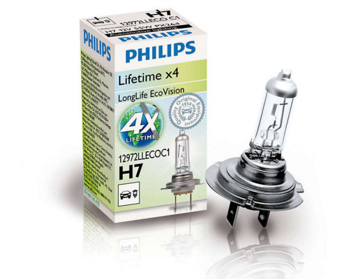 Лампа Philips LongLife EcoVision H7, 12V 55W PX26d (1 шт.)