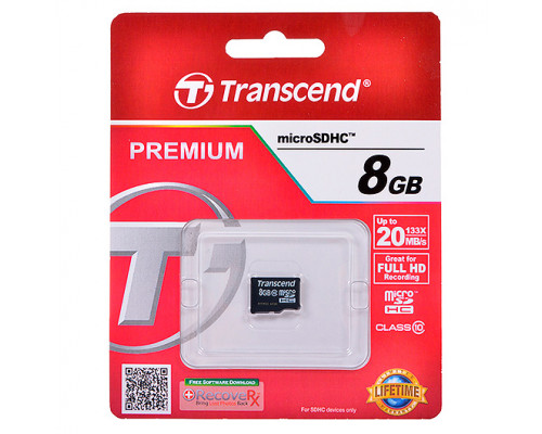 Transcend Карта памяти Micro SD, 8GB, класс 10