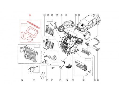 Комплект уплотнителей Renault S.A.S отопителя салона для Лада Ларгус Комплект уплотнителей Renault S.A.S отопителя салона для Лада Ларгус