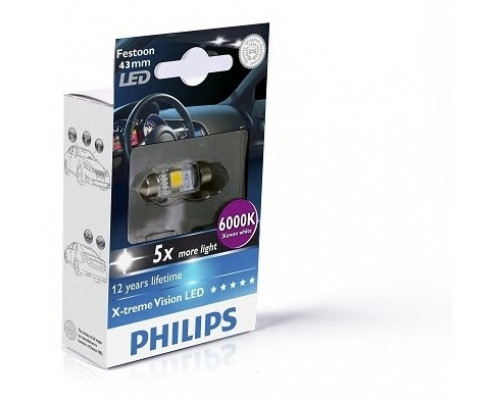 Лампа Fest T10,5x43 12V 1W SV8,5 LED 6000R X1 (12946) PHILIPS