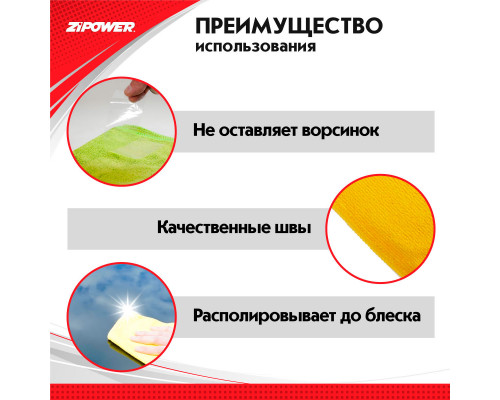 САЛФЕТКИ ИЗ МИКРОФИБРЫ 40х30 см плотность 250г/кв.м. ZiPOWER