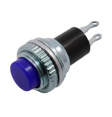 Выключатель-кнопка металл 220V 2А (2с) (ON)-OFF 10.2 синяя Mini REXANT цена за 1шт