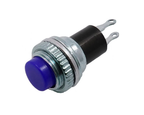 Выключатель-кнопка металл 220V 2А (2с) (ON)-OFF 10.2 синяя Mini REXANT цена за 1шт