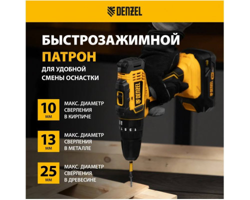 Дрель-шуруповерт аккумуляторная ударная CID-18-02BM, Li-Ion, 18 В, 2 акк.// Denzel