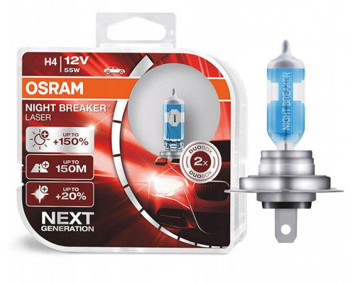 Лампы автомобильные OSRAM Н4  60/55W + 150% Night Breaker Laser 2 шт