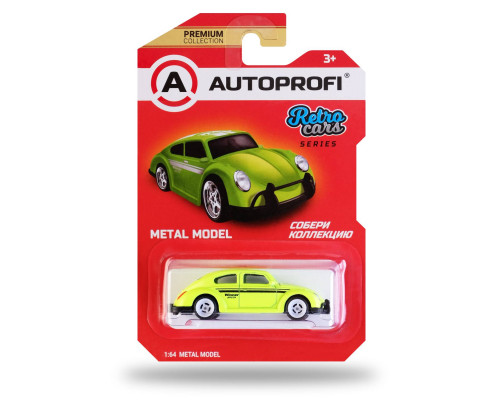Машинка коллекционная 1:64, Серия RETRO CARS (VW Beetle), RET-002 зелёный