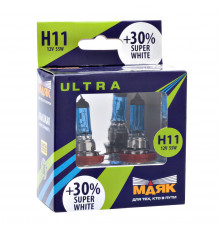 Лaмпa aвтомобильнaя Мaяк Н11 55w Super White +30% 2шт =82110SW+30=