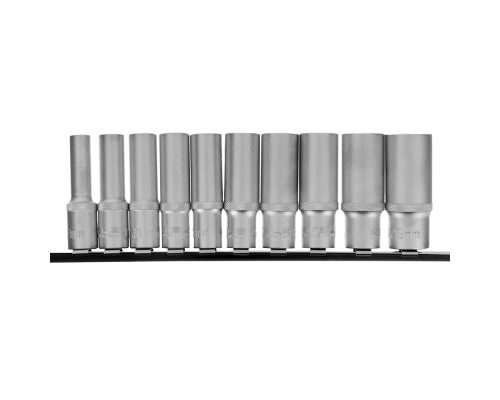 Набор удлиненных торцевых головок 3/8", 6-ти гр., CrV, 10шт., 8-19мм// Stels
