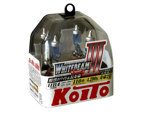 Лампы автомобильные KOITO Whitebeam 9006 (HB4) 12V 55W (110W) 4200K (комплект 2 шт.)