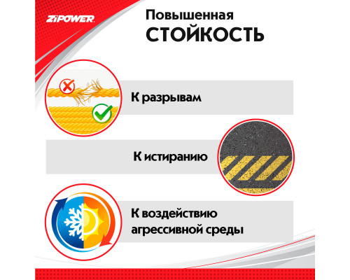 Трос буксировочный, ленточный, 5 м, усилие 3 т. ZiPOWER