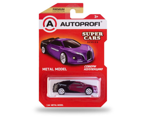 Машинка коллекционная 1:64, Серия SUPER CARS, SUP-003 чёрн./фиолетовый