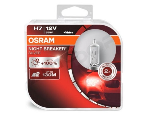 Лампы автомобильные OSRAM Н7 55 W +100% Night Breaker Silver 2 шт.