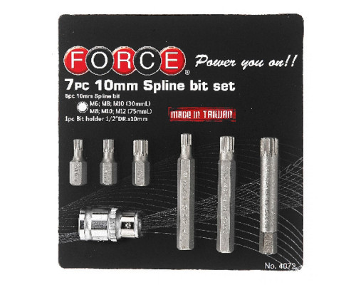 Набор бит Spline M6-M12 с держателем 1/2"х10мм, 9пр