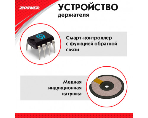 Гравитационный держатель телефона с беспроводной зарядкой, ZiPOWER