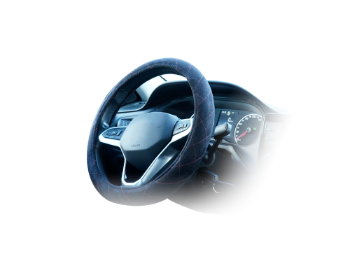 Оплетка на руль, стеганная алькантара, М (37–39 см) Steering wheel cover