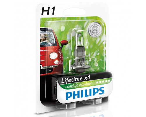 Лампа H1 12V 55W P14,5s LongLife EcoVision PHILIPS блистер (1шт.)