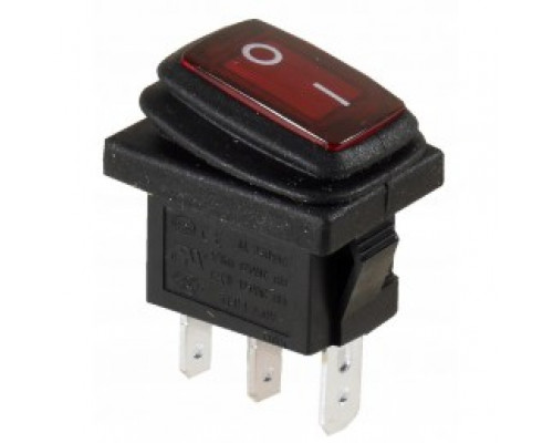Выключатель клавишный 250V 6А (3с) ON-OFF красный с подсветкой Mini ВЛАГОЗАЩИТА REXANT цена за 1шт