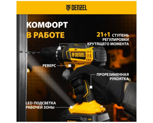 Дрель-шуруповерт аккумуляторная ударная CID-18-02BM, Li-Ion, 18 В, 2 акк.// Denzel